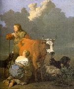 DUJARDIN, Karel Woman Milking a Red Cow ds oil painting artist